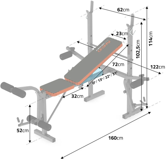 Ławka do ćwiczeń Neo Sport NS-201 pod sztangę (5902854513420) - obraz 6