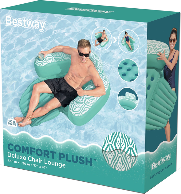 Fotel dmuchany do plywania Bestway Comfort Plush Pro 43719 (6941607347560) - obraz 1