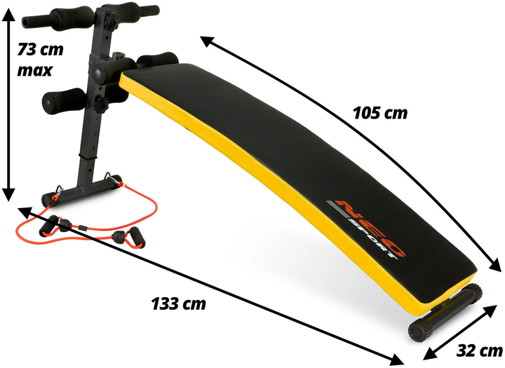 Ławeczka skośna do ćwiczeń Neo Sport NS-08G z ekspaderami (5902041311617) - obraz 10