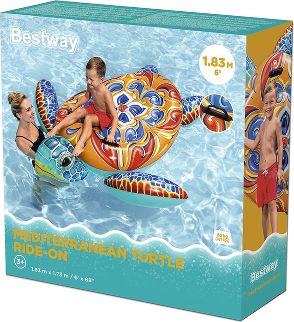Надувний матрац для плавання Bestway черепаха 186 x 168 см 41523 (6941607368596) - зображення 1