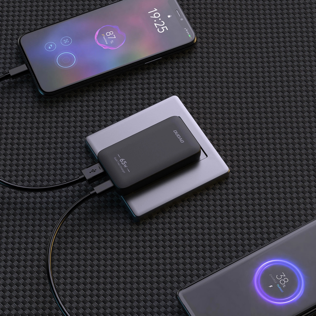 Мережевий зарядний пристрій Dudao A65Q 65W PD USB-A / USB-C Ultra-Thin EU/US Black (6976625333868) - зображення 3