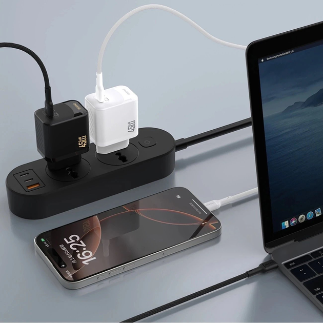 Ładowarka sieciowa Dudao A28 45W GaN USB-C White (6976625334247) - obraz 3
