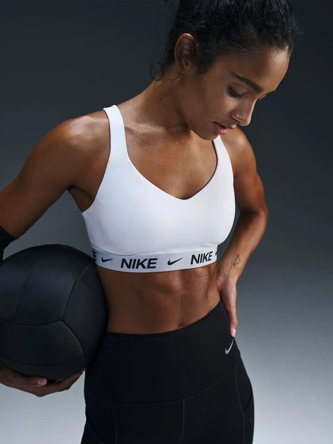 Спортивный топ для фитнеса женский Nike W Nk Df Indy Hgh Spt Bra FD1068-101 M Белый (0197596135350) - изображение 5