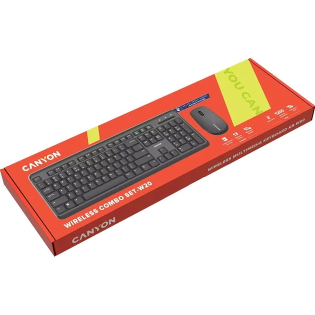 Комплект (Клавиатура и мышь) Canyon SET-W20 UK/US Keyboard+Mouse Velvet Wireless Black (CNS-HSETW02) - изображение 3