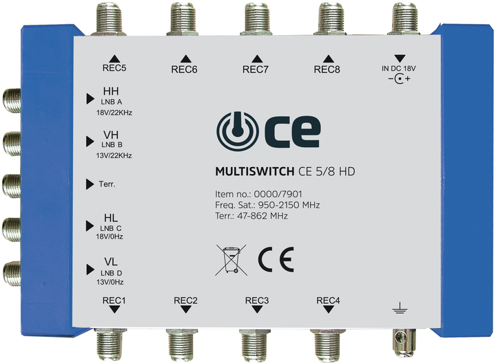 Rozdzielacz TechniSat MultiSwitche CE na 1 pozycję SAT CE 5/8 HD (4019588079014) - obraz 1