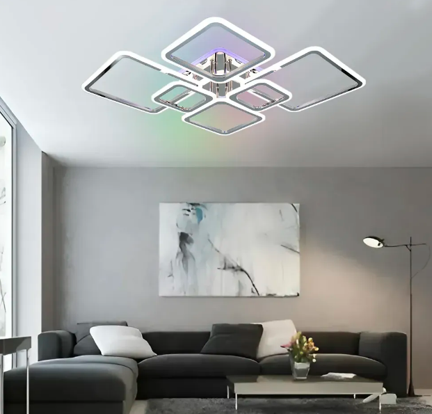 Управляемая светодиодная люстра Esllse с пультом OVAL RGB 7S 120W SMART 960x750x110 мм хром - Фото 6 Управляемая светодиодная люстра Esllse с пультом OVAL RGB 7S 120W SMART 960x750x110 мм хром - изображение 6
