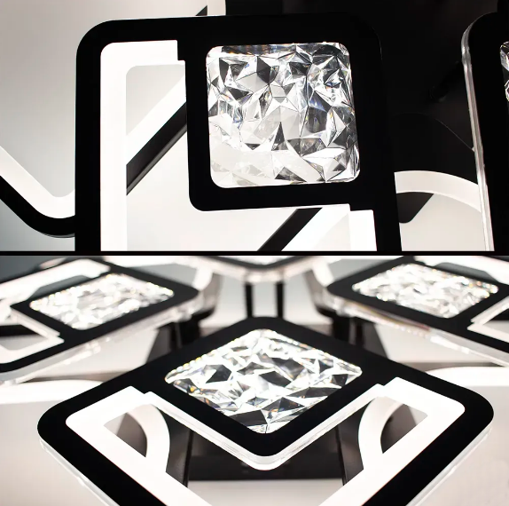 Управляемая светодиодная люстра Esllse с пультом TETRA TWIST ICE 8S 165W 595x595x110мм черная - изображение 5