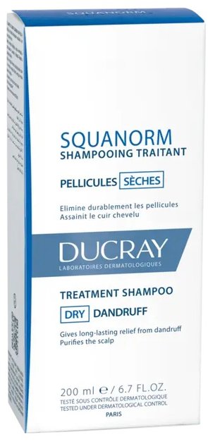 Шампунь проти сухої лупи Ducray Kelual Squanorm Anti-dandruff Dry dandruff 200 мл (3282779277440) - зображення 1