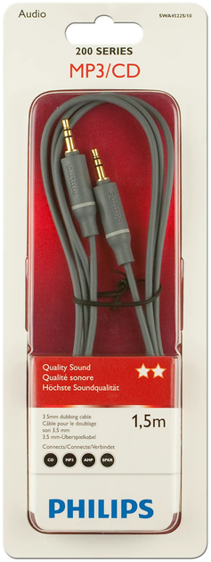 Кабель Philips 3.5 мм Mini-Jack - 3.5 мм Mini-Jack 1.5 м Black (SWA4522S/10) - зображення 2
