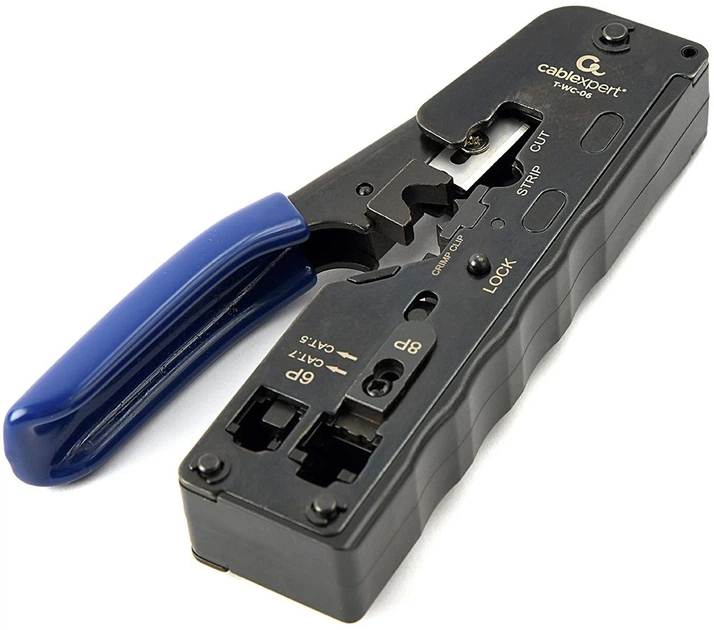 Кліщі для обтиску кабелів Cablexpert CAT5, CAT6, CAT7 та роз'ємів RJ45, RJ12, RJ11 (T-WC-06) Cablexpert - купити в Україні