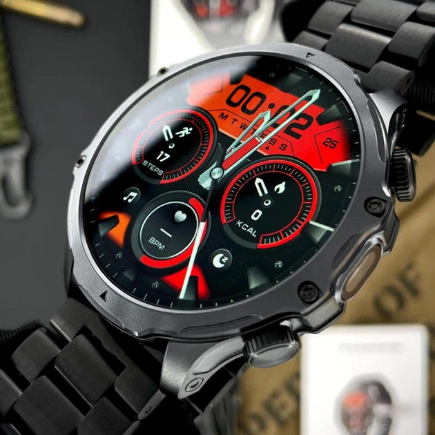 Мужские умные часы Modfit Tactic Blaze Black Steel + ремешок в подарок - изображение 2