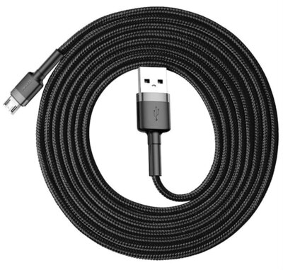 Кабель Baseus Cafule Cable USB for Type-C 2A 3 м Gray/Black (CATKLF-BG1) - Фото 1 Кабель Baseus Cafule Cable USB for Type-C 2A 3 м Gray/Black (CATKLF-BG1) - изображение 1