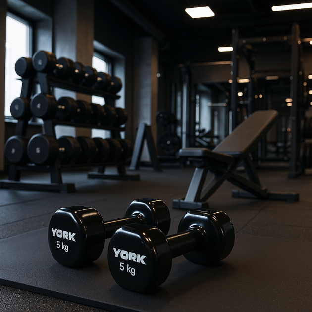 Гантели для фитнеса виниловые круглые York Fitness 2х5кг черный - изображение 2