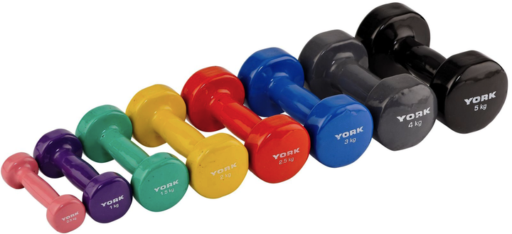 Гантелі для фітнесу вінілові круглі York Fitness 2х3кг синій - Фото 2 Гантелі для фітнесу вінілові круглі York Fitness 2х3кг синій - зображення 2