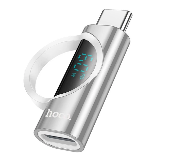 Переходник Hoco UA32A 60W Type-C male to Lightning female display adapter Silver - изображение 3