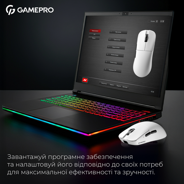 Мышь GamePro Asgard Odin 8K Wireless/USB PixArt PAW3950 Sensor White (GM035W) - изображение 11