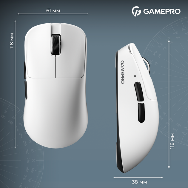 Мышь GamePro Asgard Odin 8K Wireless/USB PixArt PAW3950 Sensor White (GM035W) - изображение 17