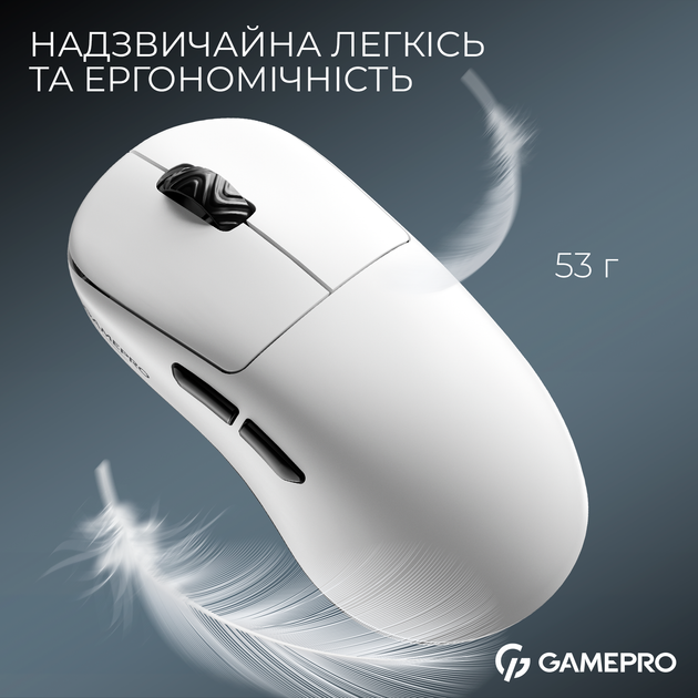 Мышь GamePro Asgard Loki Wireless/USB PixArt PAW3395 Sensor White (GM022W) - изображение 6