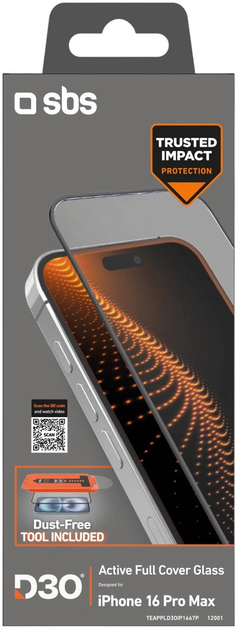 Szkło hartowane SBS D30 Screen Protector z aplikatorem do Apple iPhone 16 Pro Max (8018417512001) - obraz 2