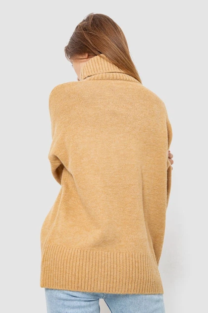 Свитер - гольф женский шерстяной, цвет бежевый, 244R2050, XXXL - Фото 4 Свитер - гольф женский шерстяной, цвет бежевый, 244R2050, XXXL - изображение 4