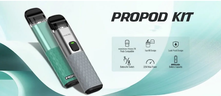 POD-система Smok PROPOD KIT Stone Green 10,7 см, 800 мАч, 22 Вт, цинковый сплав + силикон - изображение 4