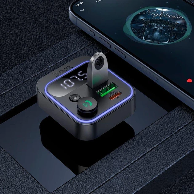 FM модулятор HOCO E85 Bluetooth для авто 20W Чорний (6942007634304) - изображение 6