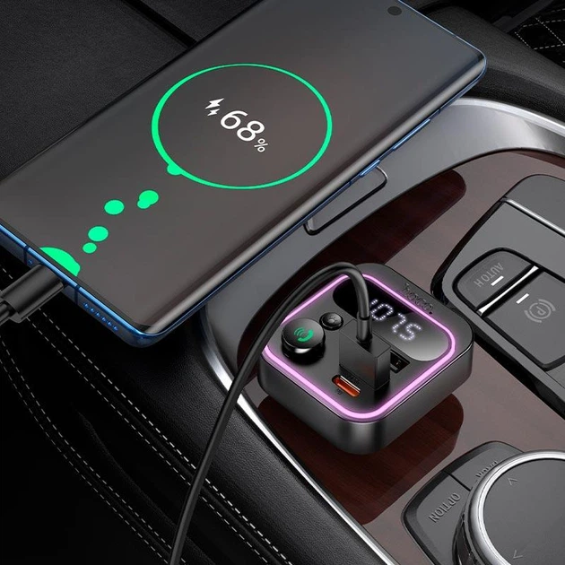 FM модулятор HOCO E85 Bluetooth для авто 20W Чорний (6942007634304) - изображение 7