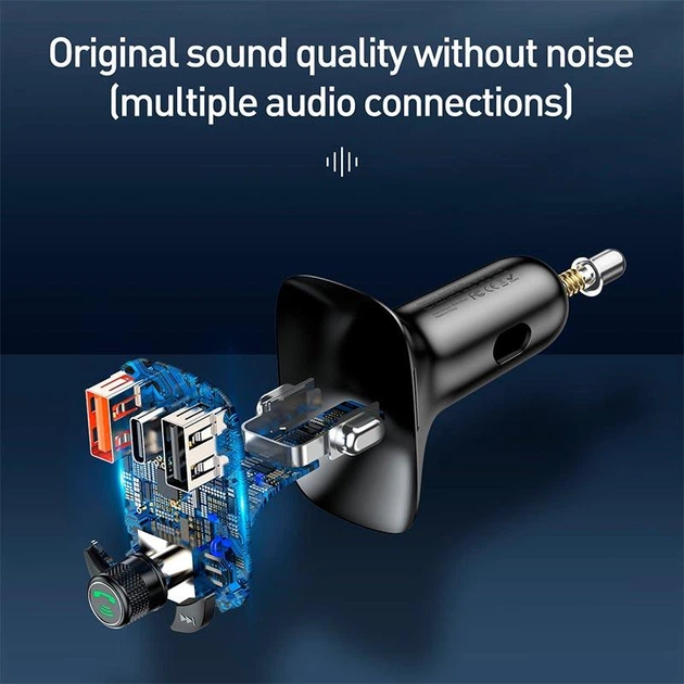 Автомобільний FM трансмітер Baseus S-13 T Shaped Bluetooth MP3 Player, PPS Fast Charger, Hands-Free, USB зарядка - изображение 8