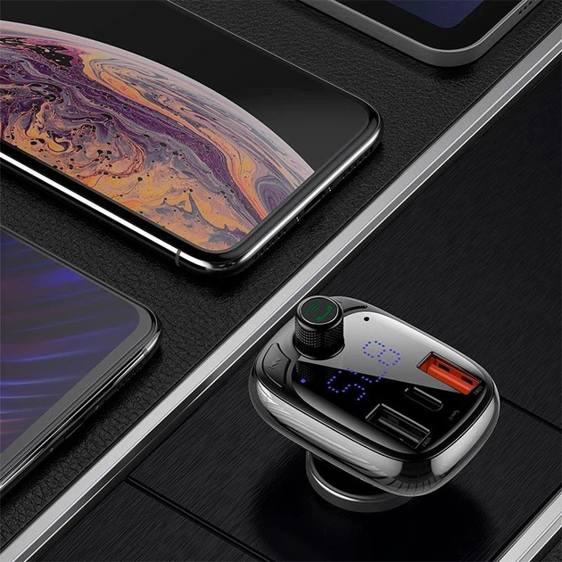 Автомобільний FM трансмітер Baseus S-13 T Shaped Bluetooth MP3 Player, PPS Fast Charger, Hands-Free, USB зарядка - изображение 4
