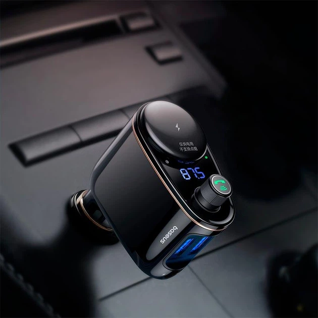 FM-трансмиттер Baseus Locomotive 3.4A 2хUSB Bluetooth модулятор (CCHC000001) - изображение 5