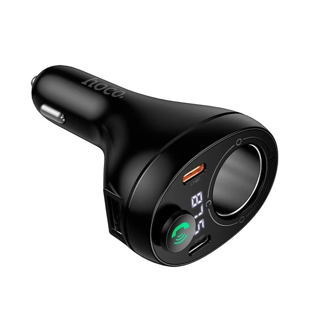 Автомобільний FM трансмітер HOCO E88 Star Bluetooth, розгалужувач прикурювача 120W, 35W PD/QC, 1×USB + 2×Type-C, Hands-Free - изображение 2