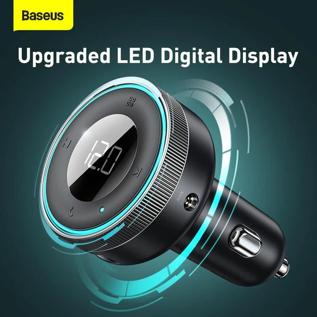 Автомобильный FM-трансмиттер модулятор и зарядный адаптер Baseus Energy Column Car Wireless MP3 Charger (CCLH-01) |Bluetooth 5.0, 2USB, AUX/TF, 3.4A, LED-дисплей, защита от перегрузки, универсальная совместимость| Черный - изображение 11