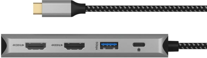 Док-станція Icy Box USB Type-C - USB 3.2 x2, USB 2.0, USB Type-C, HDMI x2, SD, microSD, RJ-45 Grey/Black (IB-DK4012-CPD) (6105824520122) - Уцінка - зображення 5