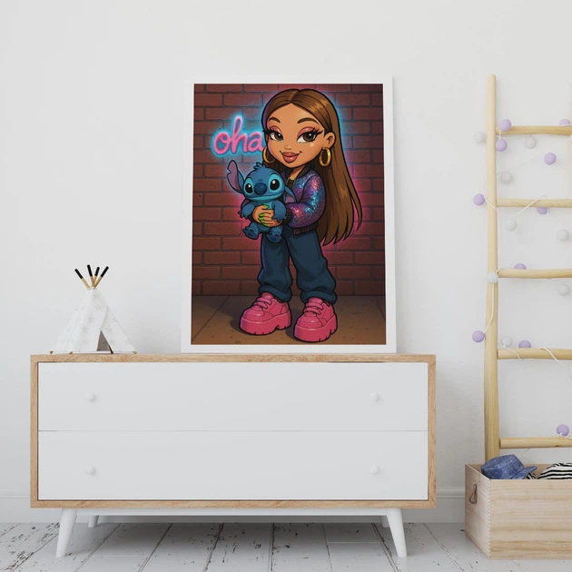 Постер в стиле куклы Bratz Девочка со Стичем А2 42х60 см (DYT049_А2) - изображение 3