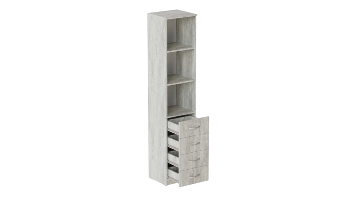 Пенал Анжело Ferrum-decor на 3 полки с 4 шухлядами 1900x400x380 ДСП Бетон 16 мм (FRD-104929) - Фото 2 Пенал Анжело Ferrum-decor на 3 полки с 4 шухлядами 1900x400x380 ДСП Бетон 16 мм (FRD-104929) - изображение 2