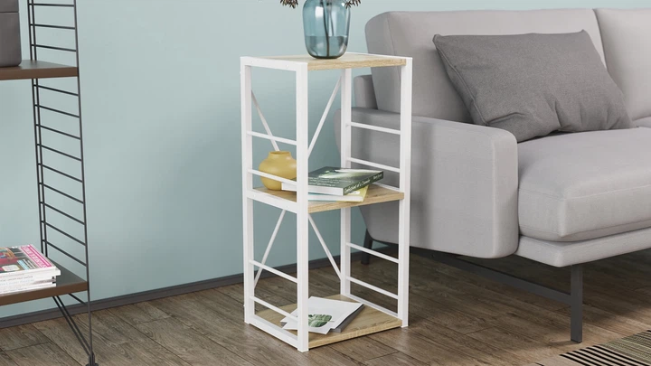 Етажерка 3/34 Ferrum-decor Серії Конект 73x34x28 білий ДСП Дуб Сонома 16мм (FRD-104298) - Фото 3 Етажерка 3/34 Ferrum-decor Серії Конект 73x34x28 білий ДСП Дуб Сонома 16мм (FRD-104298) - зображення 3