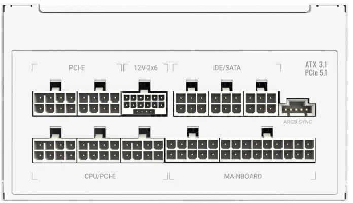 Блок питания GameMax RGB PRO 1300P 1300W ATX 3.1 80+ Platinum (RGB PRO 1300P WH) White - Фото 4 Блок питания GameMax RGB PRO 1300P 1300W ATX 3.1 80+ Platinum (RGB PRO 1300P WH) White - изображение 4