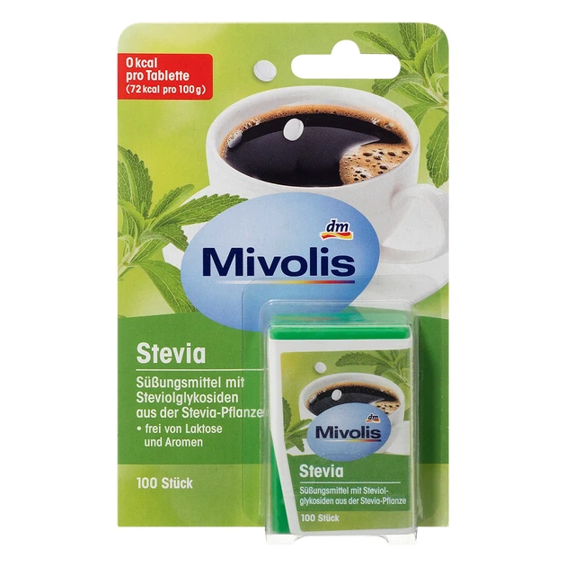 Стевия Mivolis, заменитель сахара в таблетках, 100 шт, от DM - Фото 1 Стевия Mivolis, заменитель сахара в таблетках, 100 шт, от DM - изображение 1