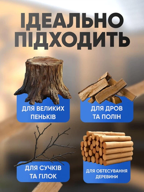 Туристична сокира кемпінговий топір фіскарс колун універсальний набір з нержавіючої сталі ніж свисток огниво для кемпінгу походів туризму - зображення 3