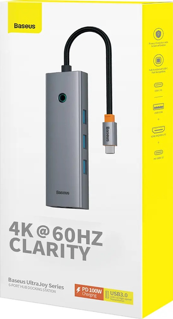 USB-хаб Baseus UltraJoy 6-Port Grey (B00052807813-01) - зображення 7