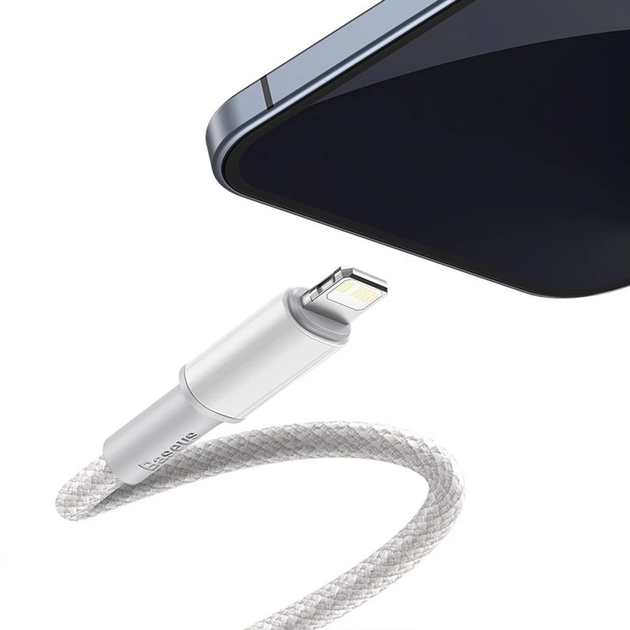 Kabel Baseus High Density Braided USB Type-C - Lightning 1 m White (CATLGD-02) - obraz 8