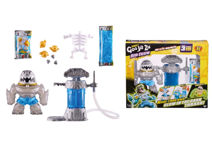 Zestaw do zabawy z rozciągliwymi figurkami GooJitZu Heroes of GooJitZu Trash X-Ray Glow Creators (124569) (5029736084325) - obraz 9