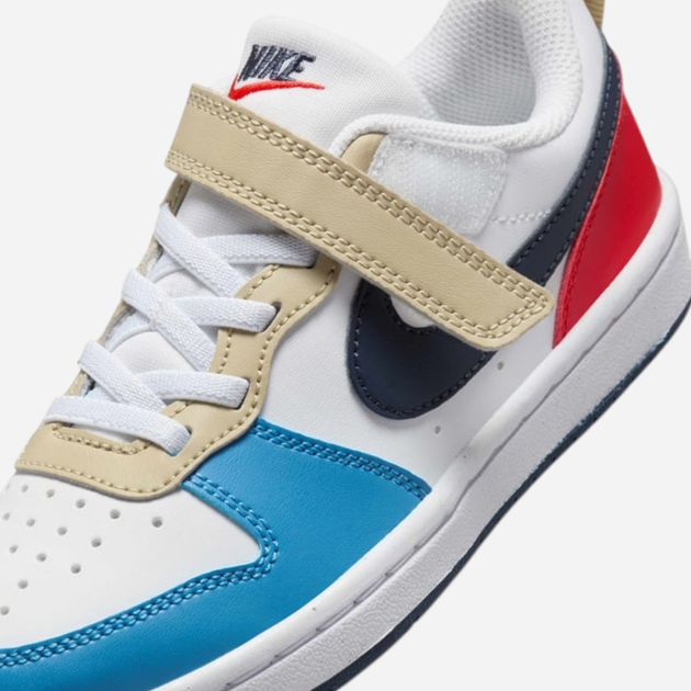 Sneakersy chłopięce Nike Court Borough Low Recraft (PS) DV5457-124 31.5 (13.5C US) Białe z niebieskim i czerwonym (197859892013) - obraz 7