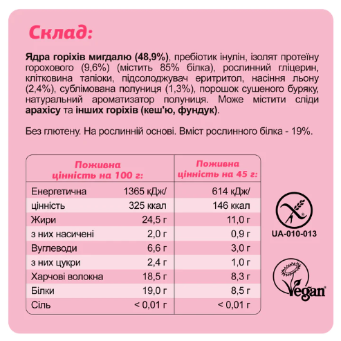 KETO Protein Bar - 10x45g Strawberry + Almond кето протеїнові батончики зі смаком полуниці та мигдалю для білкового перекусу й енергії - зображення 3