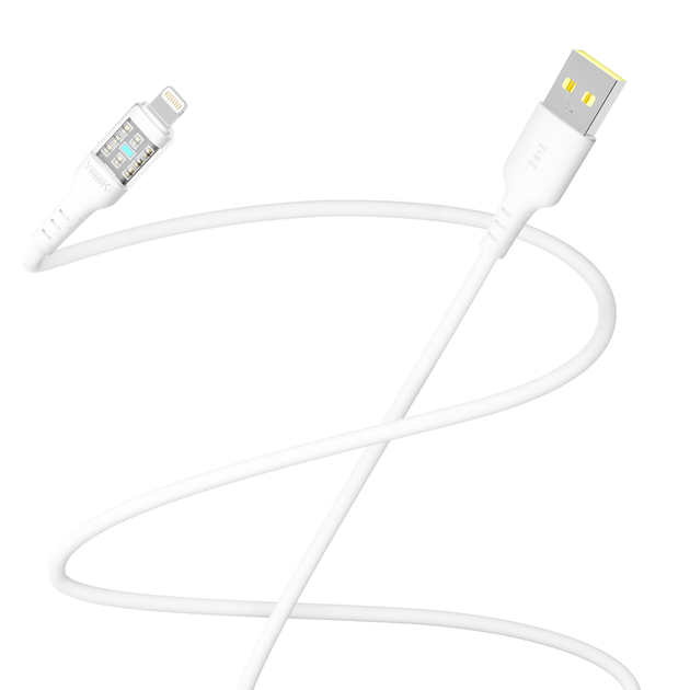 Кабель для заряджання та обміну даними USB YOKI YK-CY23 CYBER Series USB/Lightning 12W (2.4A/5V) 1.2m Білий - Фото 3 Кабель для заряджання та обміну даними USB YOKI YK-CY23 CYBER Series USB/Lightning 12W (2.4A/5V) 1.2m Білий - зображення 3