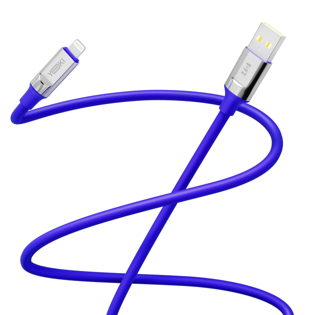Кабель для заряджання та обміну даними USB YOKI YK-UL61 ULTRA Series USB/Lightning 12W (2.4A/5V) 1.2m Blue - Фото 3 Кабель для заряджання та обміну даними USB YOKI YK-UL61 ULTRA Series USB/Lightning 12W (2.4A/5V) 1.2m Blue - зображення 3