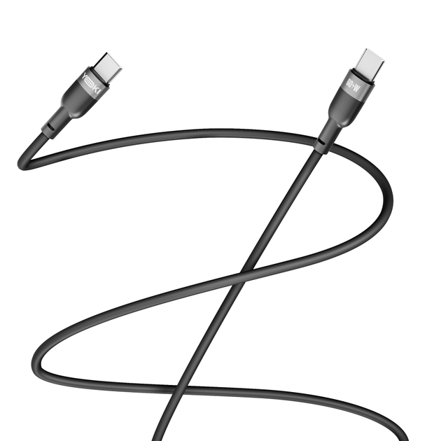 Кабель для зарядки и обмена данными USB YOKI YK-SI50 SILICONE Series Type-C to Type-C 60W (3A/20V), 1.2 метра, Черный - Фото 7 Кабель для зарядки и обмена данными USB YOKI YK-SI50 SILICONE Series Type-C to Type-C 60W (3A/20V), 1.2 метра, Черный - изображение 7