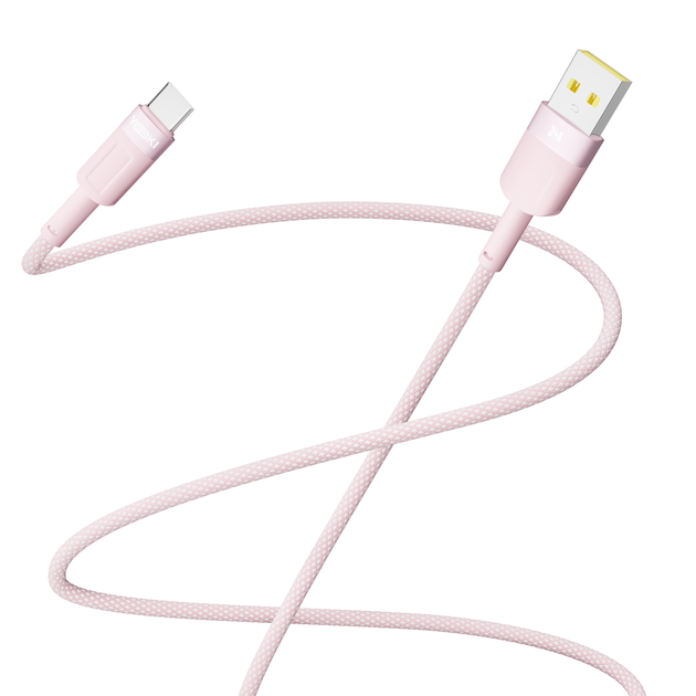 Кабель для зарядки и обмена данными USB YOKI YK-ST41 STYLE Series USB/Type C 60W (3A/20V), 1.2 метра, Розовый - изображение 3