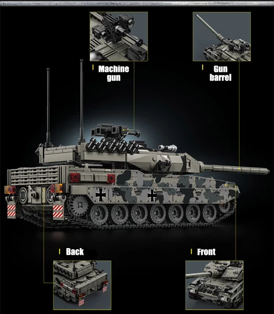 Конструктор Technic на 1009 деталей военный танк Leopard 2A7 танк M1 T90M - изображение 5