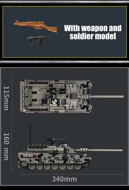 Конструктор Technic на 1009 деталей военный танк Leopard 2A7 танк M1 T90M - изображение 8